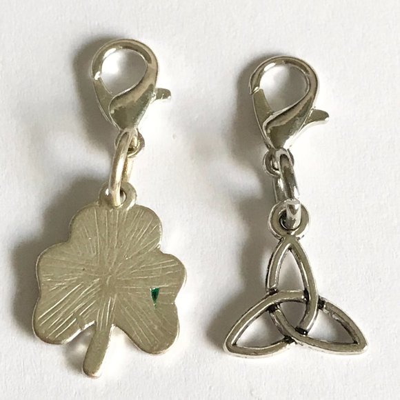 Celtic Irish Charms Clip On Lot Knot Shamrock Purse Zipper Pulls Silver Tone - Picture 7 of 9